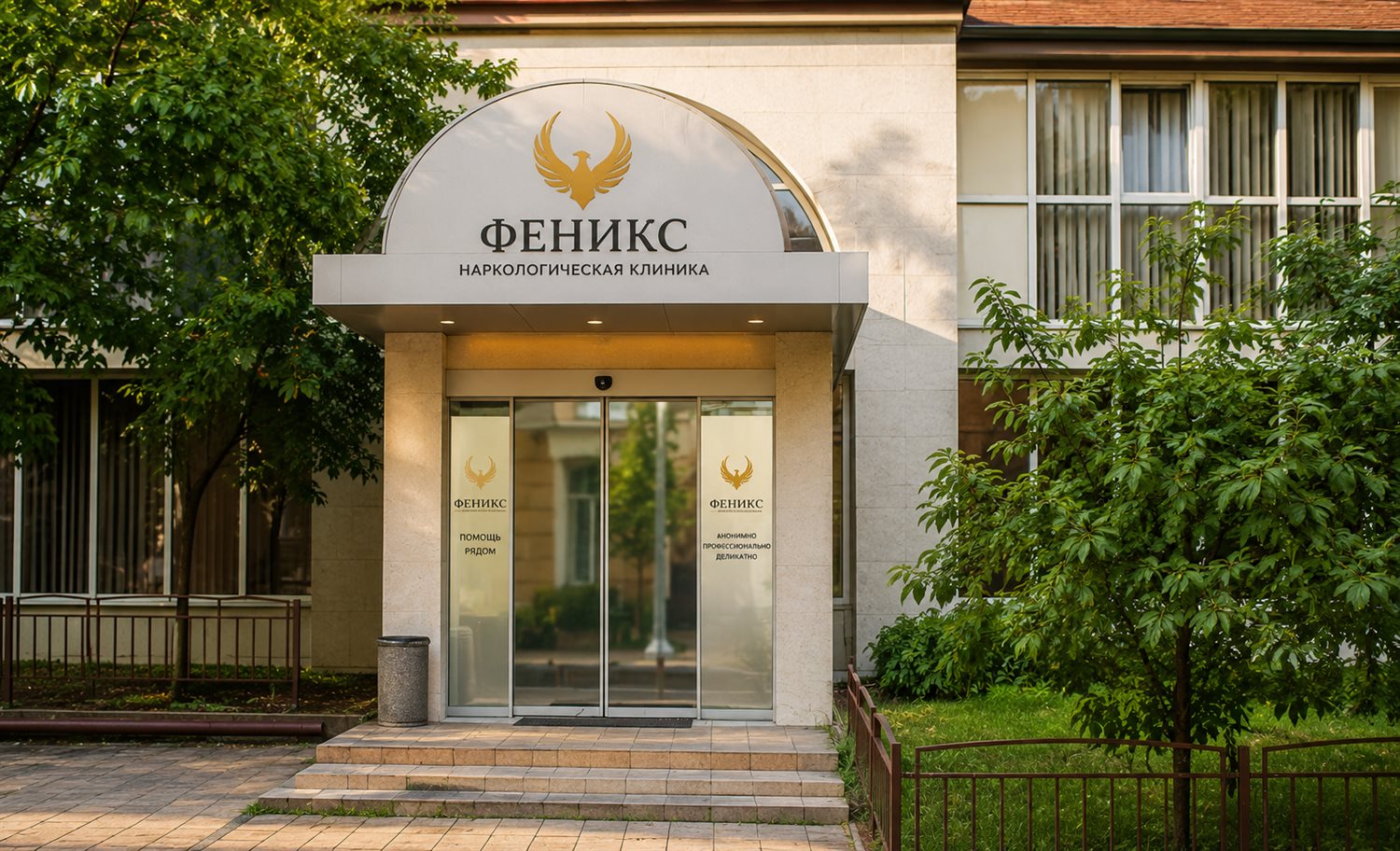Вход в наркологическую клинику «Феникс» в Яровом